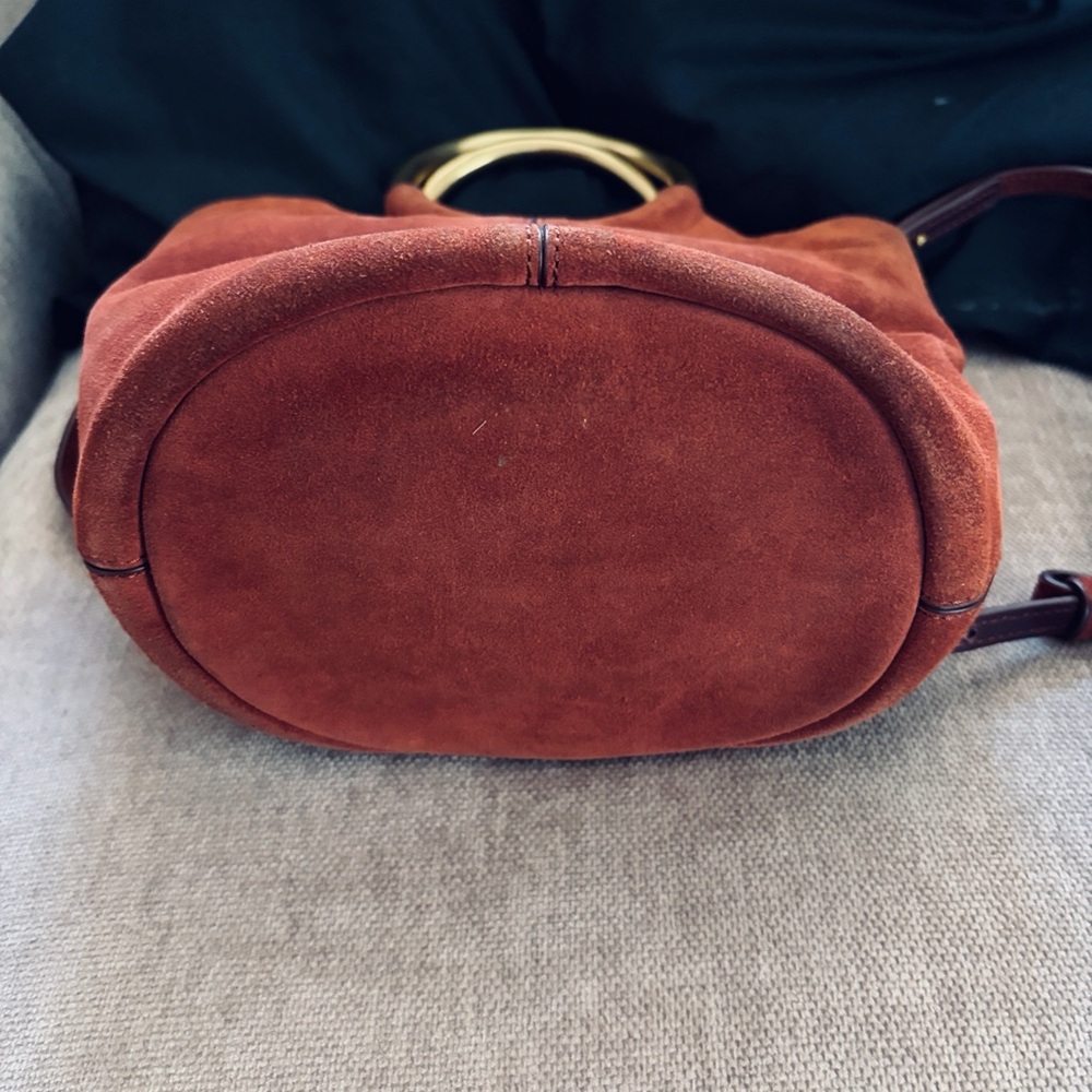Suede J Crew purse with brass handles - Picture 2 of 6